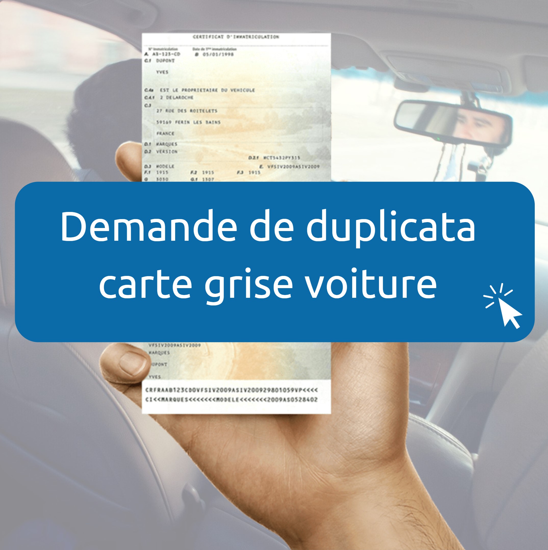 Duplicata de carte grise d'une voiture