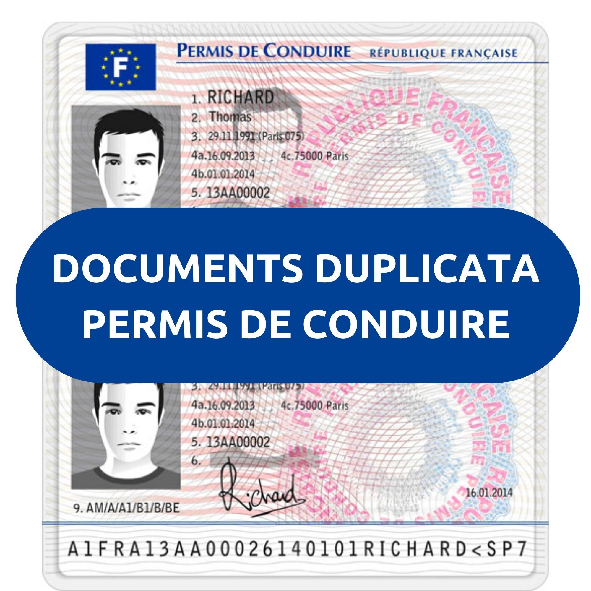 Documents duplicata permis de conduire