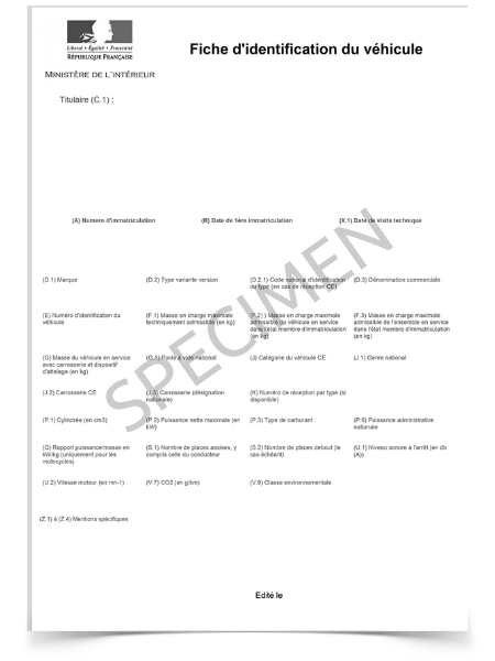 Obtenir la fiche identification d'un véhicule